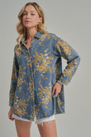 BON Floral Print Denim Top in Floral Denim