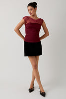 Sunday Edition Mesh and Knit Pointe Fabric in Burgundy