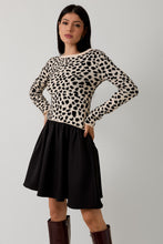 Load image into Gallery viewer, Sunday Edition Animal Knit and Woven Knit Mix N Match Mini Dress in Cream-Black
