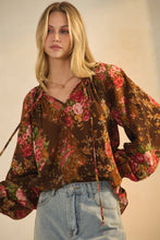 Load image into Gallery viewer, Oddi Floral Print Peasant Top in Rust Multi

