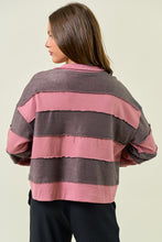 Load image into Gallery viewer, Doe &amp; Rae OVERSIZED French Terry Color Block Top in Dusty Rose
