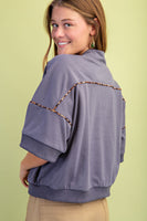 GiGio Western Theme Embroidered Sweatshirt in Cool Grey