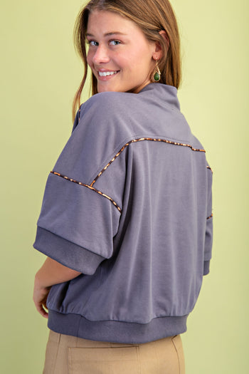 GiGio Western Theme Embroidered Sweatshirt in Cool Grey