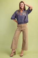 GiGio Western Theme Embroidered Sweatshirt in Cool Grey