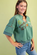 Load image into Gallery viewer, GiGio Western Theme Embroidered Sweatshirt in Dusty Sage
