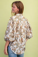 GiGio Leopard Print Balloon Sleeve Top in Brown Mix