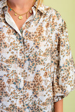 Load image into Gallery viewer, GiGio Leopard Print Balloon Sleeve Top in Brown Mix
