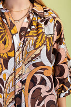 Load image into Gallery viewer, GiGio Mixed Print Puff Sleeve Top in Brown Mix
