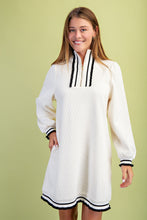 Load image into Gallery viewer, GiGio Textured Half Zip Mini Dress in Cream
