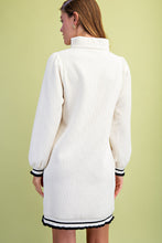 Load image into Gallery viewer, GiGio Textured Half Zip Mini Dress in Cream
