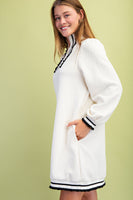 GiGio Textured Half Zip Mini Dress in Cream