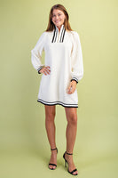 GiGio Textured Half Zip Mini Dress in Cream
