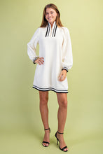 Load image into Gallery viewer, GiGio Textured Half Zip Mini Dress in Cream
