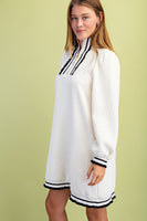 GiGio Textured Half Zip Mini Dress in Cream