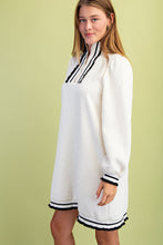 Load image into Gallery viewer, GiGio Textured Half Zip Mini Dress in Cream
