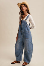 Load image into Gallery viewer, Listicle Denim Barrel Leg Overalls in Sunwashed Blue ON ORDER
