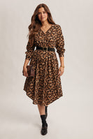 Forte Leopard Print Button Front Midi Dress in Leopard