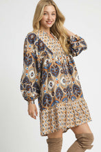 Load image into Gallery viewer, Umgee Mixed Abstract Print Mini Dress in Latte Mix
