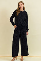 Doe & Rae OVERSIZED Rhinestone Sweatshirt in Black