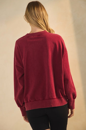 Oddi Washed French Terry Sweatshirt with USA Patched Front in Washed Red