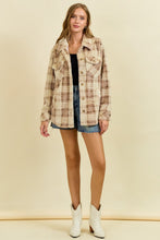 Load image into Gallery viewer, Doe &amp; Rae Faux Fur Plaid Shacket in Beige
