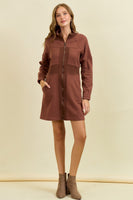 Doe & Rae French Terry Mini Dress in Brown