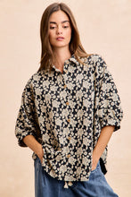 Load image into Gallery viewer, BiBi Floral Jacquard Dolman Sleeve Top in Black/Light Grey
