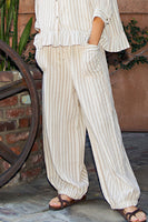 Cotierra Stripe Soft Wash Linen Blended Pants in Taupe/Natural