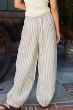 Load image into Gallery viewer, Cotierra Stripe Soft Wash Linen Blended Pants in Taupe/Natural
