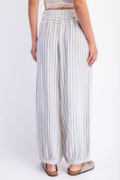 Cotierra Stripe Soft Wash Linen Blended Pants in Denim/Natural