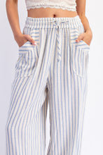 Load image into Gallery viewer, Cotierra Stripe Soft Wash Linen Blended Pants in Denim/Natural
