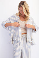 Cotierra Bailey Stripe Top in Denim/Natural