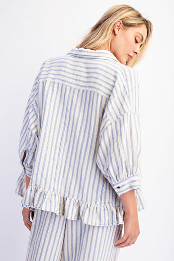 Cotierra Bailey Stripe Top in Denim/Natural