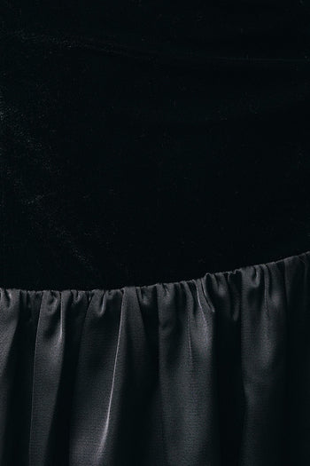 Sunday Edition Contrasting Fabric Mini Dress in Black