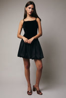 Sunday Edition Contrasting Fabric Mini Dress in Black