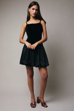 Load image into Gallery viewer, Sunday Edition Contrasting Fabric Mini Dress in Black
