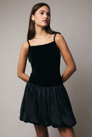 Sunday Edition Contrasting Fabric Mini Dress in Black