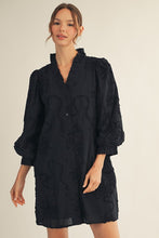 Load image into Gallery viewer, Jodifl 3D Floral Button Down Mini Dress in Black
