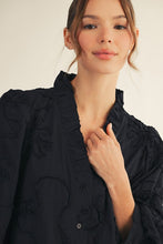 Load image into Gallery viewer, Jodifl 3D Floral Button Down Mini Dress in Black
