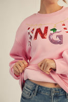 Jodifl Sequin JINGLE Sweatshirt in Light Pink