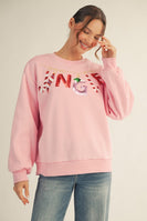 Jodifl Sequin JINGLE Sweatshirt in Light Pink