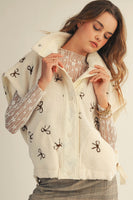 LovLov OVERSIZED Sherpa Vest with Embroidered Bows in Ivory