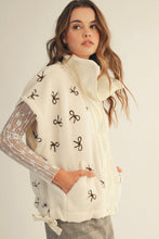 Load image into Gallery viewer, LovLov OVERSIZED Sherpa Vest with Embroidered Bows in Ivory
