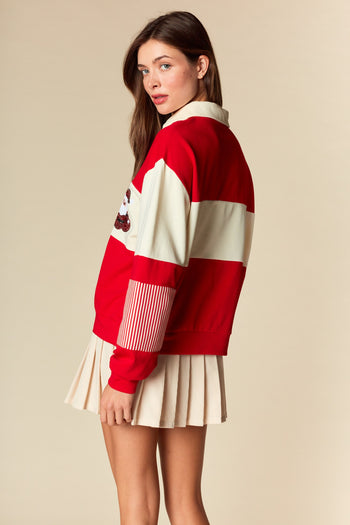 RARERAW Sequin Santa Chimney Striped Top in Red