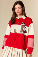 Load image into Gallery viewer, RARERAW Sequin Santa Chimney Striped Top in Red
