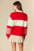 Load image into Gallery viewer, RARERAW Sequin Santa Chimney Striped Top in Red
