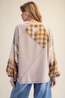 Easel Mix n Match Star Patched Top in Mushroom