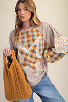 Easel Mix n Match Star Patched Top in Mushroom