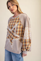 Easel Mix n Match Star Patched Top in Mushroom
