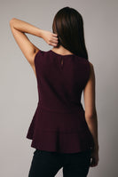 Sunday Edition Knit Peplum Bow Tie Top in Plum